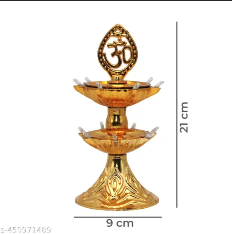 Gold-Plated OM LED Diya | Decorative Pooja & Festival Light