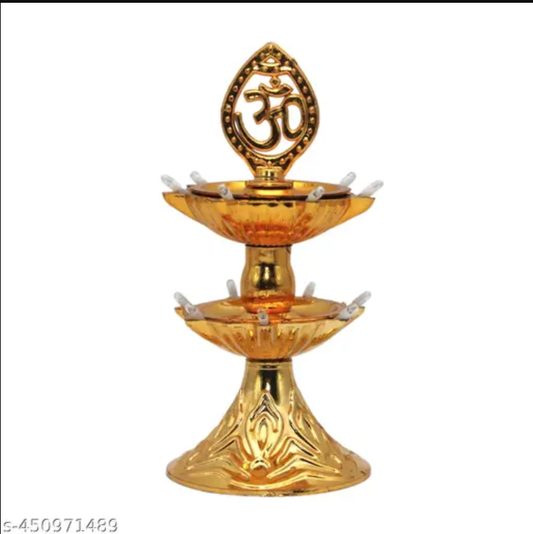 Gold-Plated OM LED Diya | Decorative Pooja & Festival Light