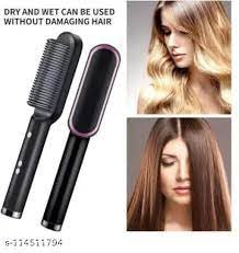 Hair Straightener brush for Women & Men, Hair Styler, Straightener Machine Brush/PTC Heating Electric Straightener with 5 Temperature Control (Multi colour) - NuroHub