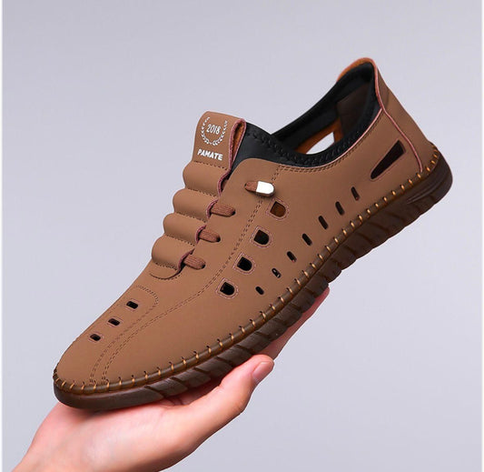 Men's Stylish Laser Cut Tan Casual Shoes - NuroHub