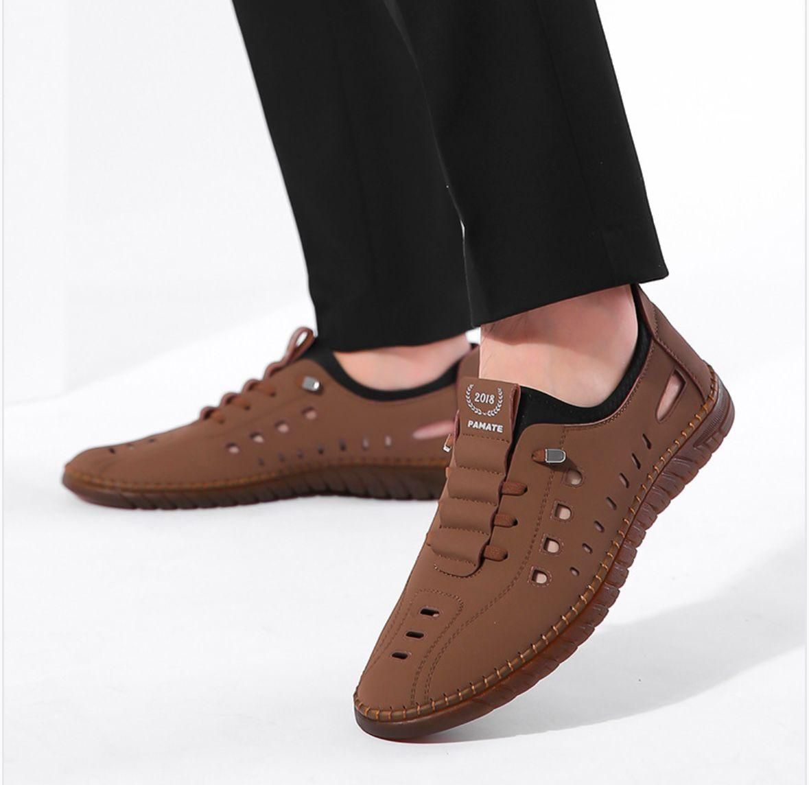 Men's Stylish Laser Cut Tan Casual Shoes - NuroHub