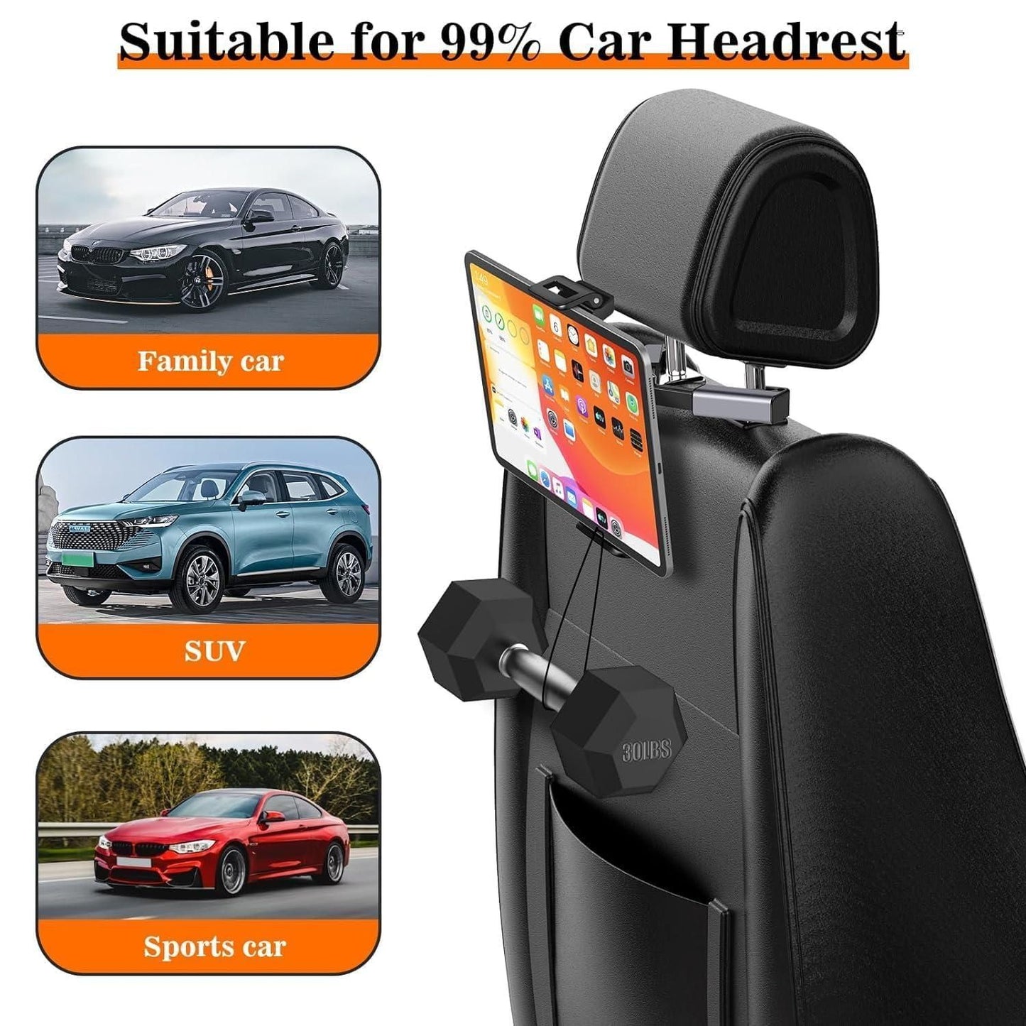 Car Headrest Phone/Tablet/iPad Holder - NuroHub