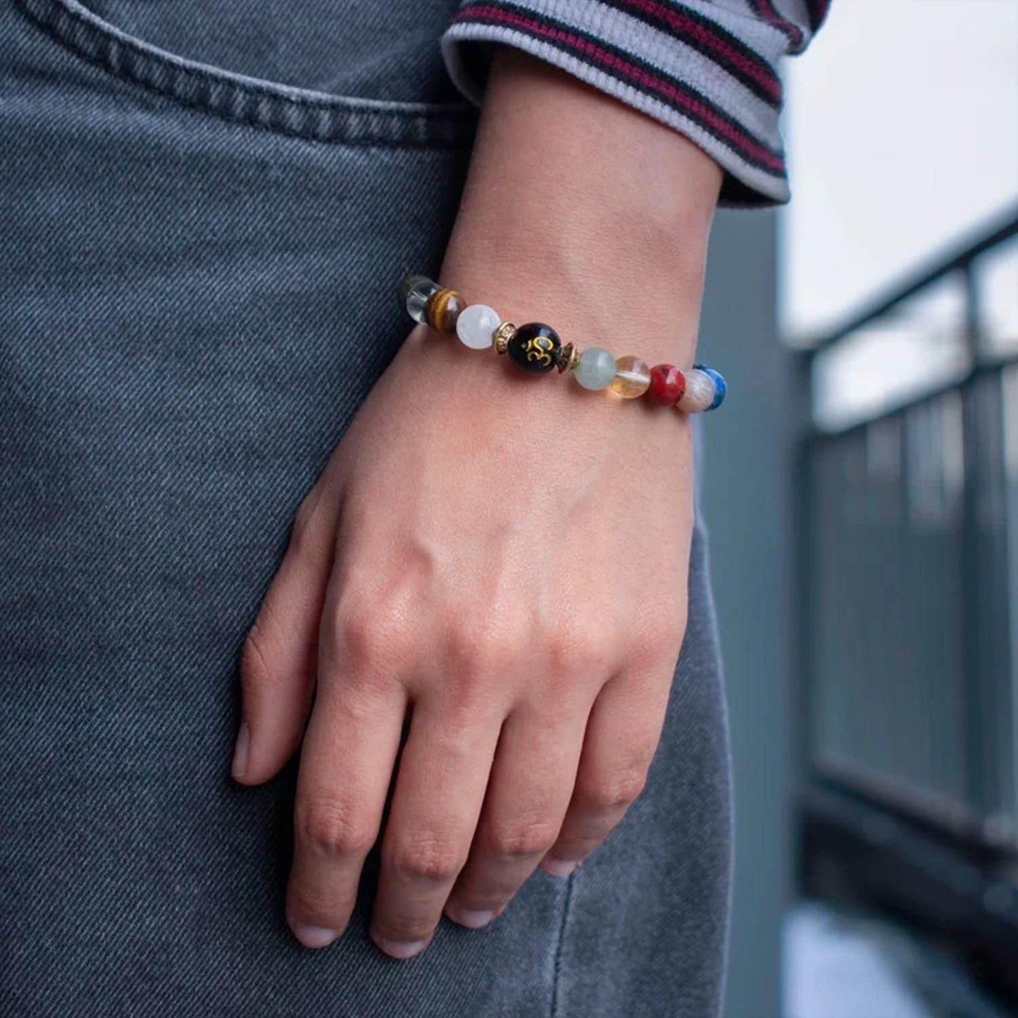 Natural Beads Om Bracelet - NuroHub