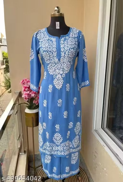 Premium Rayon kurti + Rayon Plazo set