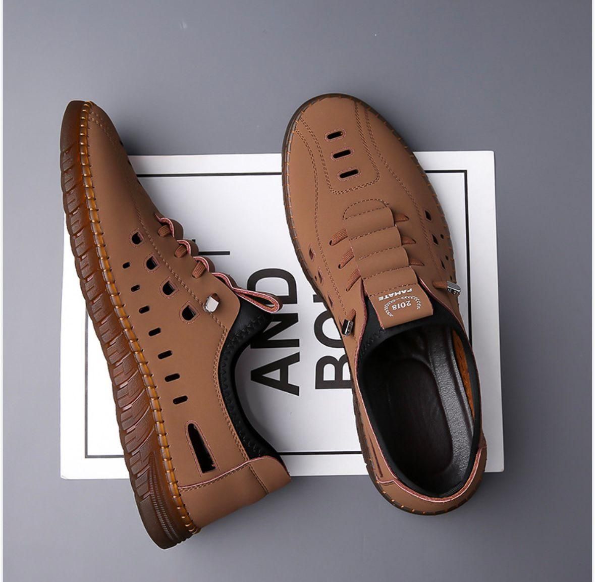 Men's Stylish Laser Cut Tan Casual Shoes - NuroHub