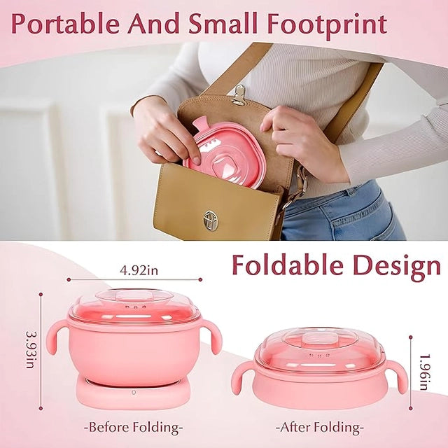 Silicone Foldable Wax Heater | Compact Wax Machine with Quick & Even Heating, Detachable Lid, Easy-to-Clean for Women & Men - NuroHub