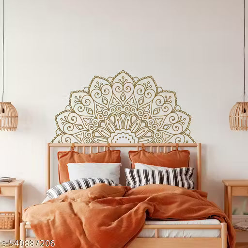 110 cm Mandala in Half Design Wall Decor Wall Sticker Self Adhesive Sticker (Pack of 1)