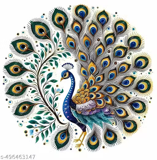 Ridit Creation ™ peacock painting Waterproof PVC Vinyl Decorative Wall Sticker For Living Room, Bedroom, Office