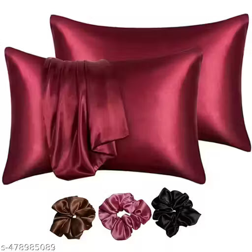Maroon Red Satin silk Pillow Cover Pack of 2
