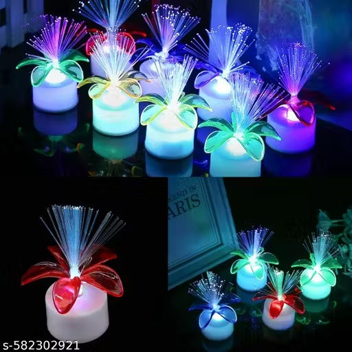 Multitcolor LED Fiber Optic Flower Decorative Tealight for Home