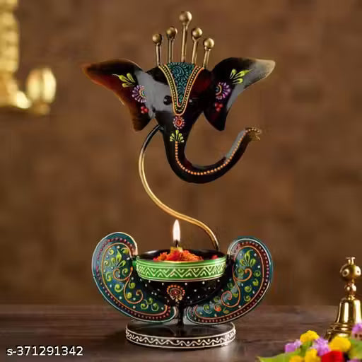 Handicrafy Vinayaka/ Ganesha Ji / Iron Table Decorative showpiece Tealight Candle Holder / Diya Holder