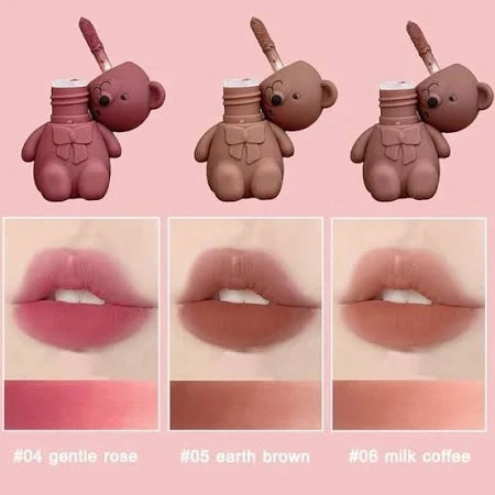 Lip Tint, Bear Keychain Long Lasting Creamy Texture Matte Lipstick For Makeup 6pcs Multicolour - NuroHub