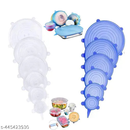 Silicone Stretch Lids, Multi Size Reusable Silicone Lids Food And Bowl Covers, Dishwasher And Freezer Safe, food sealing lid| food sealing cover| (Pack of 6) Multicolor