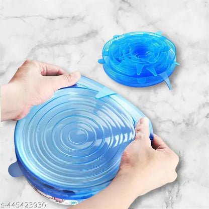 Silicone Stretch Lids, Multi Size Reusable Silicone Lids Food And Bowl Covers, Dishwasher And Freezer Safe, food sealing lid| food sealing cover| (Pack of 6) Multicolor