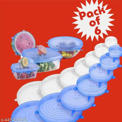 Silicone Stretch Lids, Multi Size Reusable Silicone Lids Food And Bowl Covers, Dishwasher And Freezer Safe, food sealing lid| food sealing cover| (Pack of 6) Multicolor