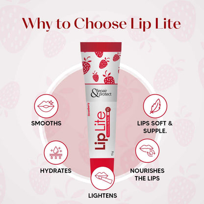 Lip Lite Strawberry Moisturising Lip Balm 15g (Pack of 8) - NuroHub