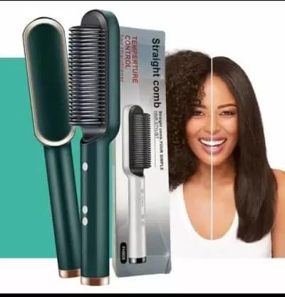 Hair Straightener brush for Women & Men, Hair Styler, Straightener Machine Brush/PTC Heating Electric Straightener with 5 Temperature Control (Multi colour) - NuroHub