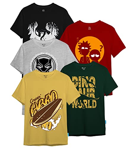 Pack of 5 Round Neck Printed Tshirt - NuroHub