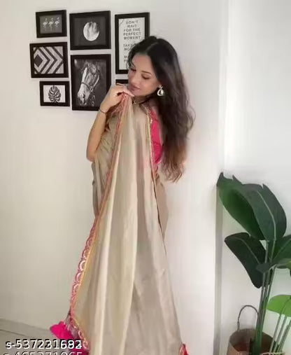 jimmi choo Organza Saree with Embroidered Border and Sequin Work