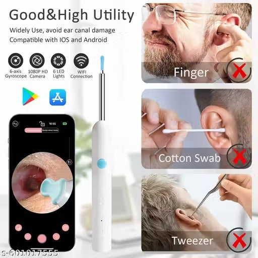 Earwax Removal Kit with 1080P HD Camera, WiFi Otoscope, LED Light & Ultra Fine 4.5mm Lens