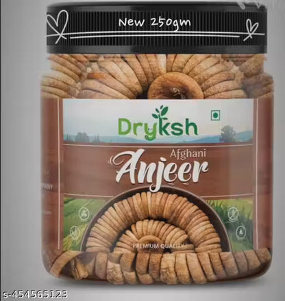 Dryksh Dried Afghani Anjeer 250gm Pack | Dried Figs Ajneer | Rich source of Fibre Calcium | Low in calories and Fat Free