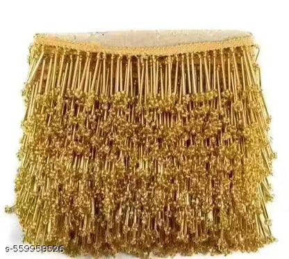 Golden Latkan Katdana Beads Tussel Lace With Beautiful Design (Pack 4 meter , Width=30mm)