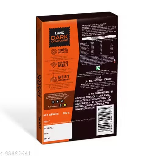 LuvIt Cocoa Crush Dark Compound Bar | Pack of 2 | 500 Each