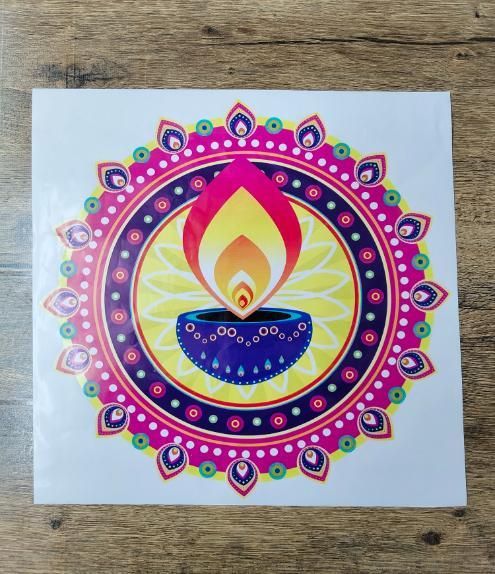 Diwali Rangoli Stickers Blue Diya