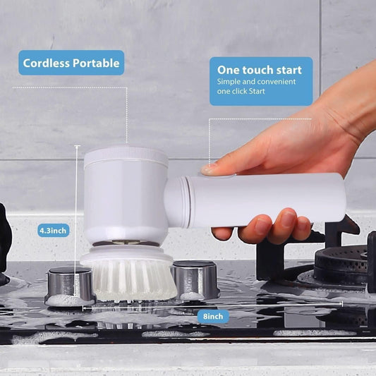 5 in 1 Handheld Bathroom Cleaning Brush Scrubber with Charging Cord - NuroHub
