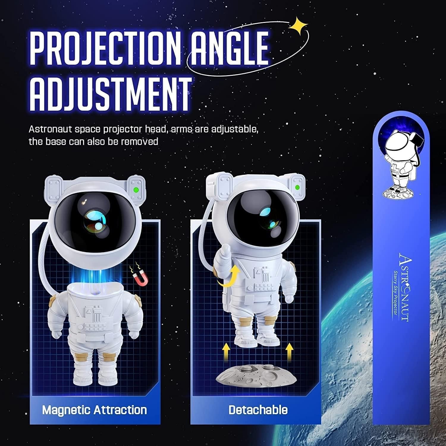 Astronaut Galaxy Projector - 360 Magnetic Head Rotation, Remote Control - NuroHub