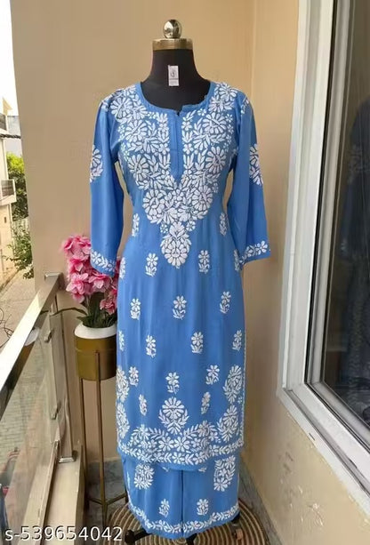 Premium Rayon kurti + Rayon Plazo set