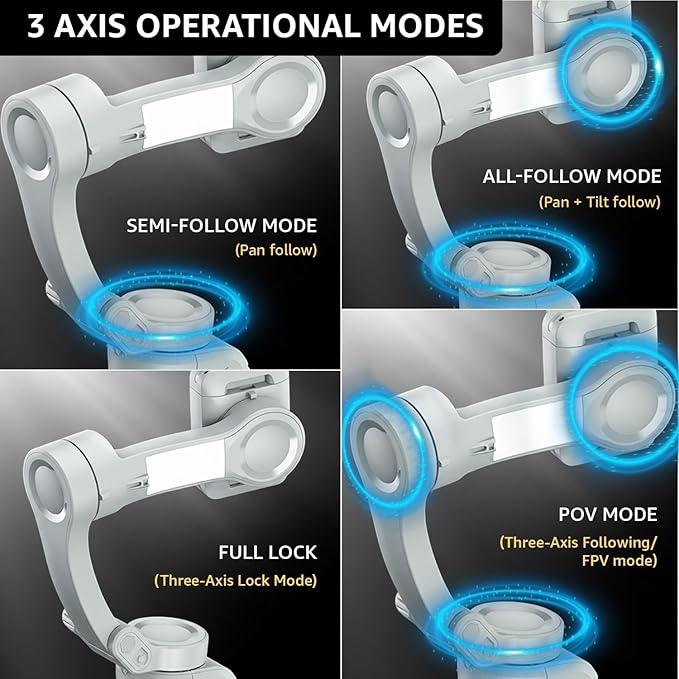 3-Axis Smartphone Gimbal Stabilizer with AI Face & Body Tracking