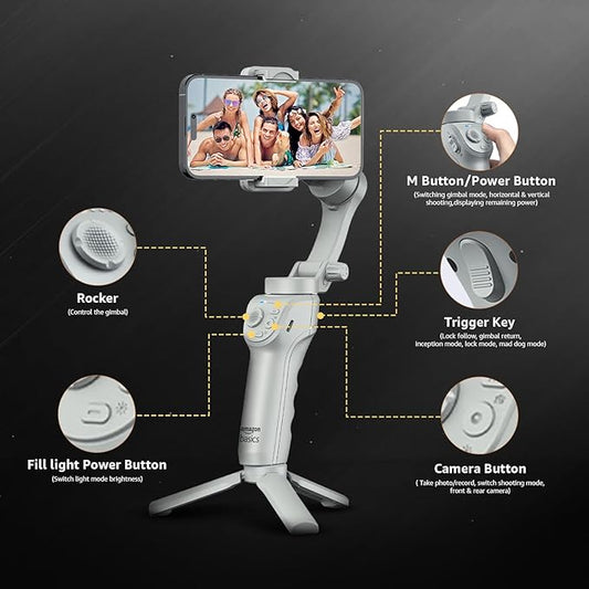 3-Axis Smartphone Gimbal Stabilizer with AI Face & Body Tracking