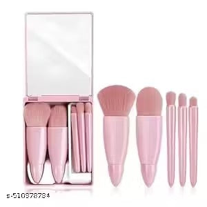 5 in 1 Small Mini Makeup Brush Kit with Mirror