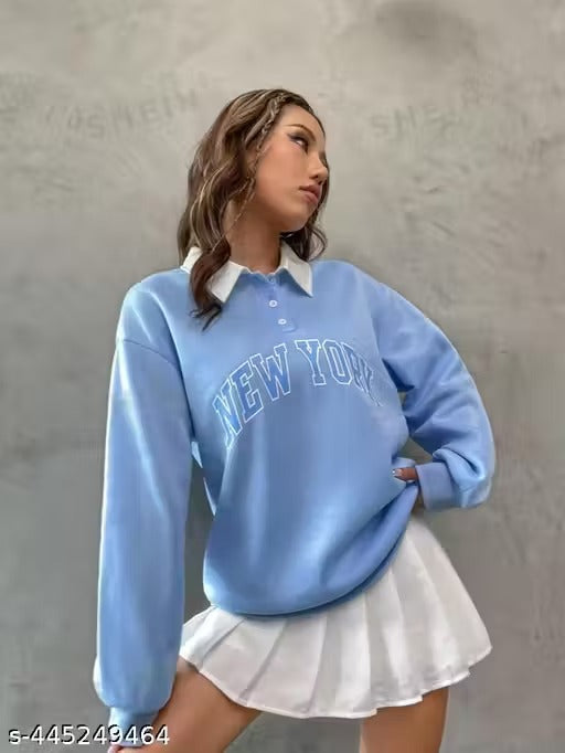 Women's Fleece Full Sleeve Collared Sweatshirt