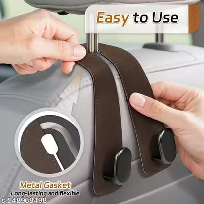KeepCart 2 Pack Double Car Seat Headrest Hooks, Leather Car Purse Hanger Holder