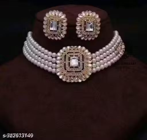 ANUTTAM'S KUNDAN AND CRYSTAL NECKLACE CHOOKER SET FOR WOMEN&GIRL JEWELLARY SET