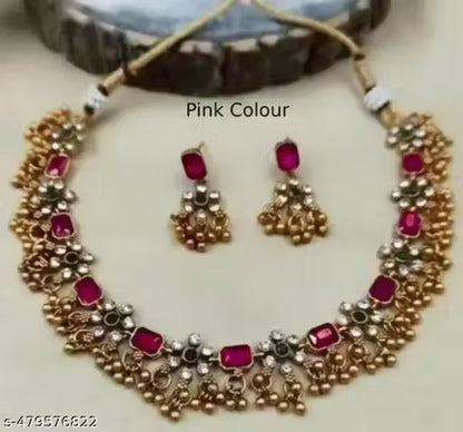 Combo jewellery(Gold Plated Green-Pink Diamond)