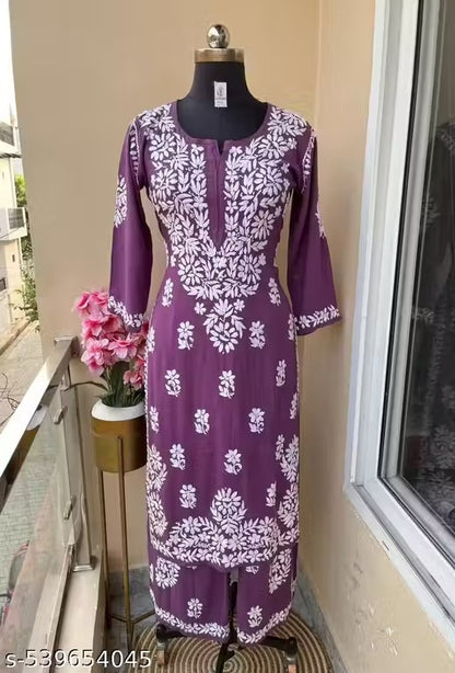 Premium Rayon kurti + Rayon Plazo set