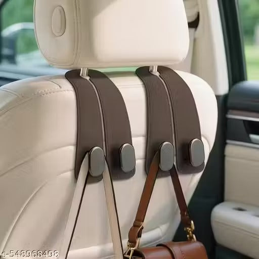 KeepCart 2 Pack Double Car Seat Headrest Hooks, Leather Car Purse Hanger Holder