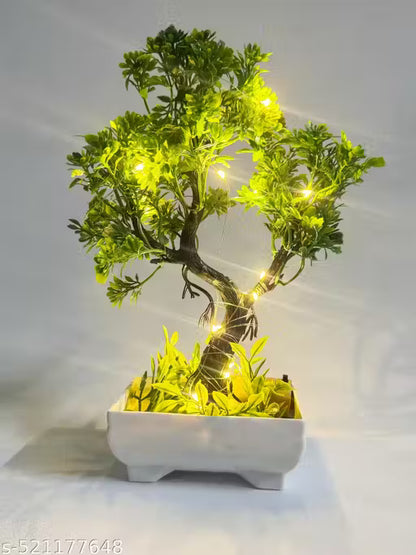 Artificial Bonsai Plant with Cork Light For Home Office Decoration