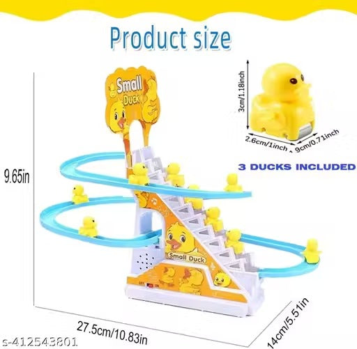 Duck Slide Toy Set, Funny Automatic Stair-Climbing Ducklings Cartoon Race Track Set Little Lovely