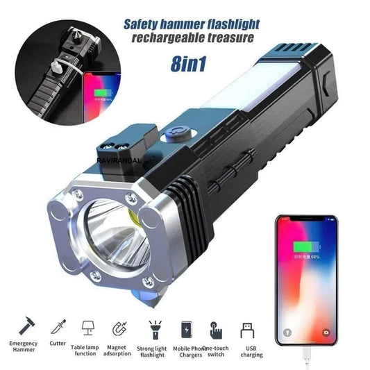8 in 1 Portable Rechargeable Torch LED Flashlight - NuroHub