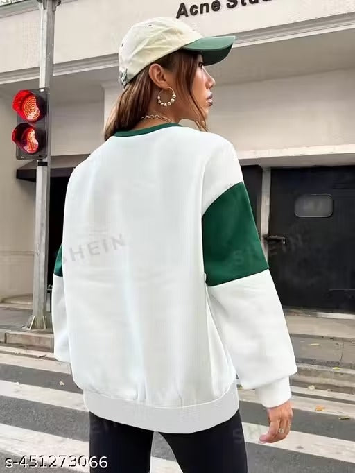 Printed Sweatshirt for Women Stylish Winter Wear Fleece Blend Sweatshirt