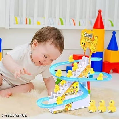 Duck Slide Toy Set, Funny Automatic Stair-Climbing Ducklings Cartoon Race Track Set Little Lovely