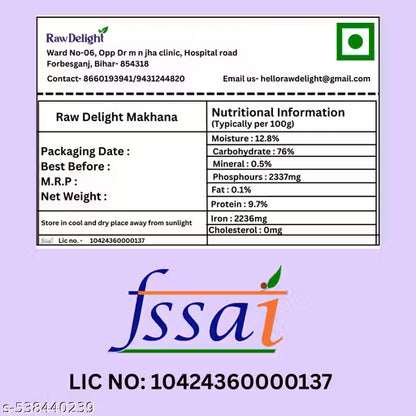 Raw Delight Phool Makhana 70G | Fox nut | Lotus seeds Premium quality