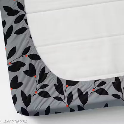 ENGUNIAS® Premium Cotton Blend Elastic Fitted Bedsheets with 2 King Size Pillow Covers