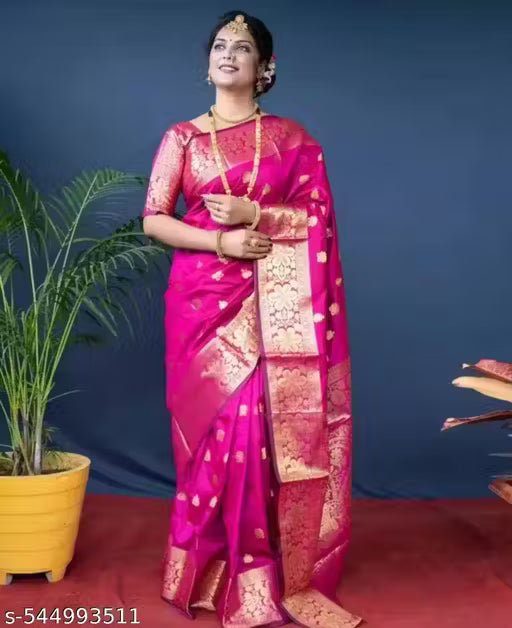 Banarasi Silk Saree with Golden Zari Border