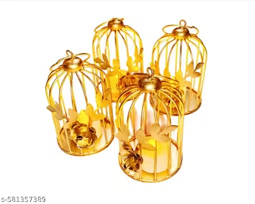 METAL BIRDCAGE TEALIGHT CANDLE HOLDER FOR HOME DECOR