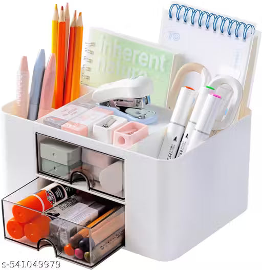 Shrigana Desk Organizer with 2 Drawer, Multi-Functional Pencil Holder